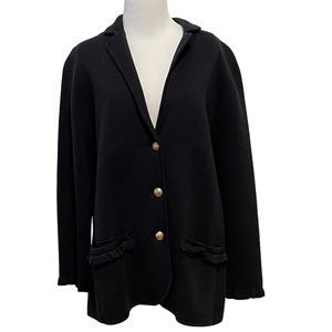 New Talbots Black Ruffled Trim Sweater Jacket X